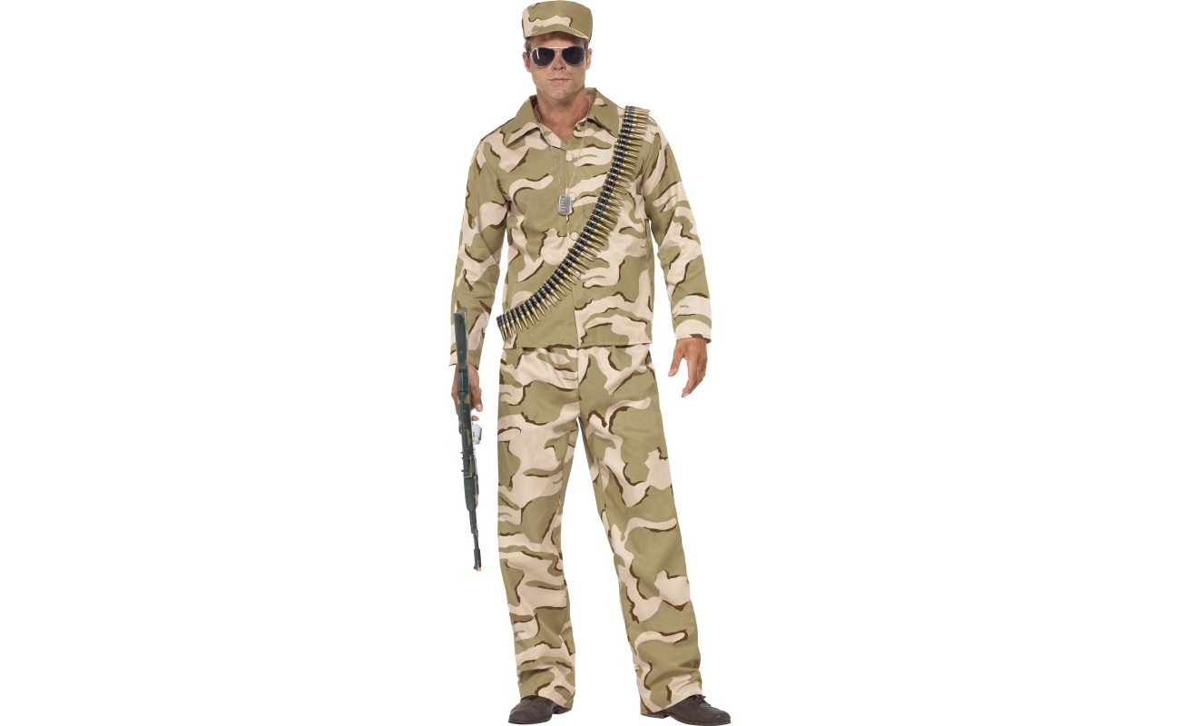 Costum carnaval barbati comando camuflaj cu sapca