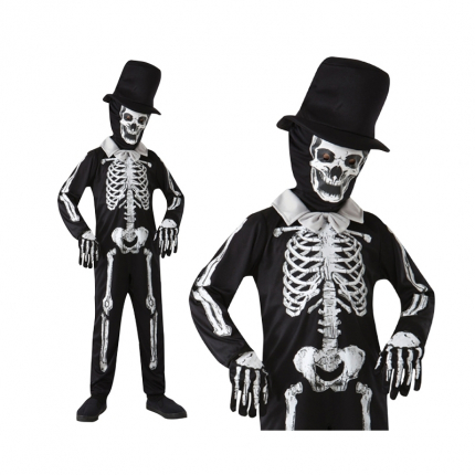 Costum Halloween baieti schelet cu palarie