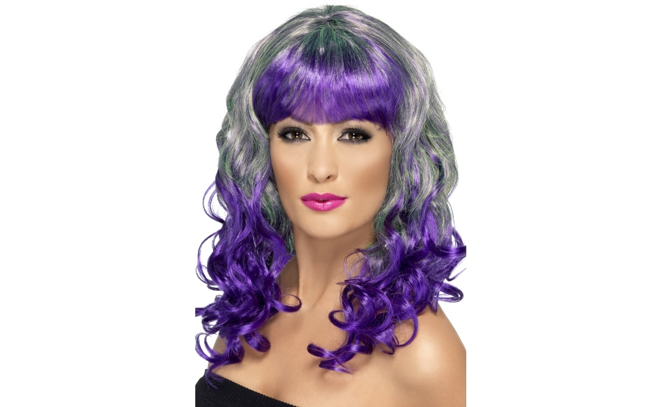 Peruca de carnaval multicolora