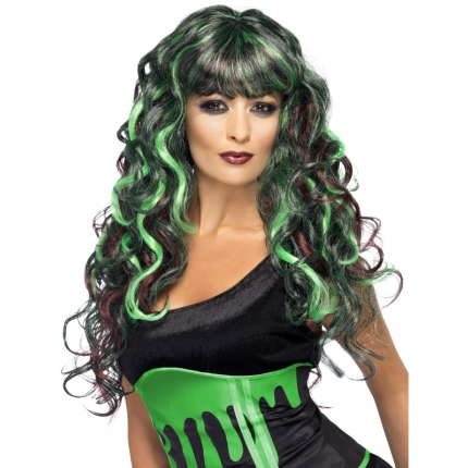 Peruca Halloween negru cu verde
