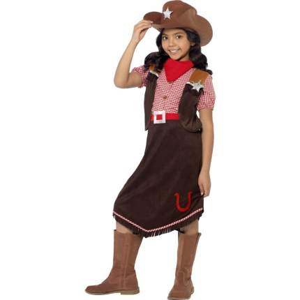 Costum carnaval fete cowgirl cu esarfa rosie