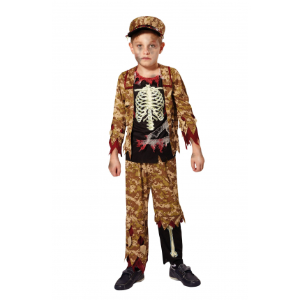 Costum Halloween baieti Soldat schelet cu sapca