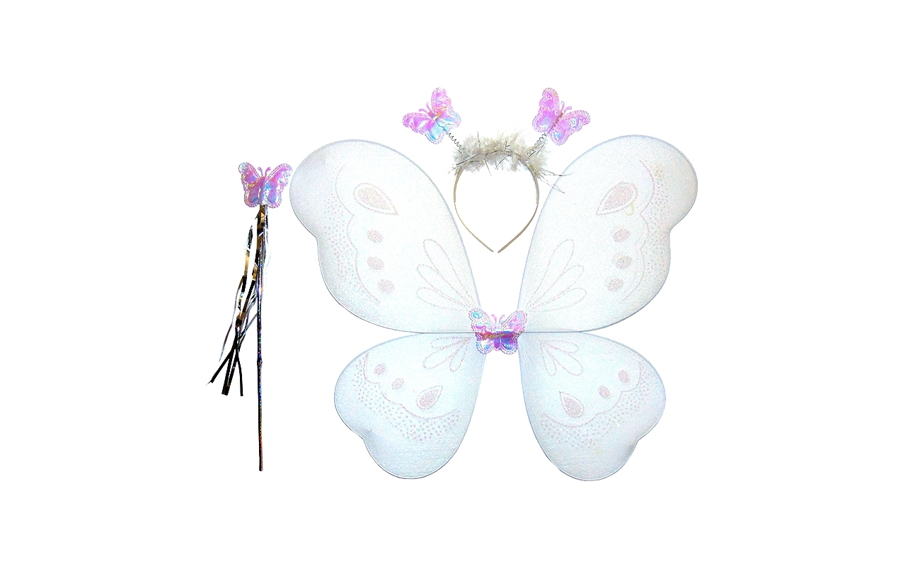 Set carnaval aripi fluture alb