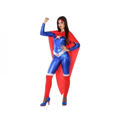 Costum carnaval femei Supereroina Capitan America cu rosu