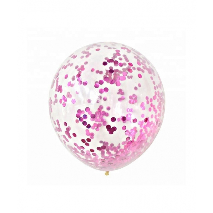 Set baloane petrecere latex cu confetti roz