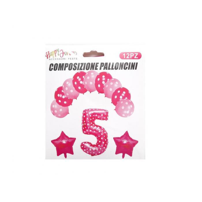 Set baloane petrecere roz-cifra 5