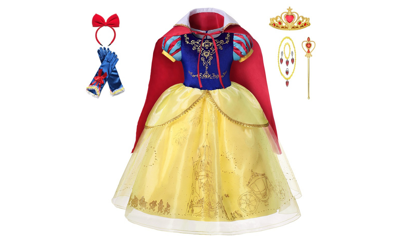 Costum carnaval fete Alba ca Zapada cu accesorii