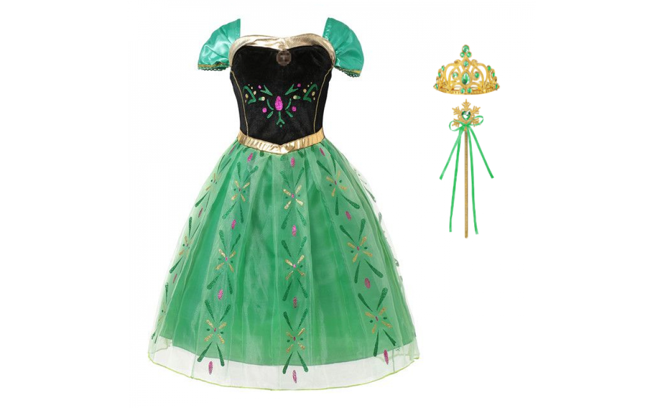 Costum carnaval fete Anna Frozen cu coronita