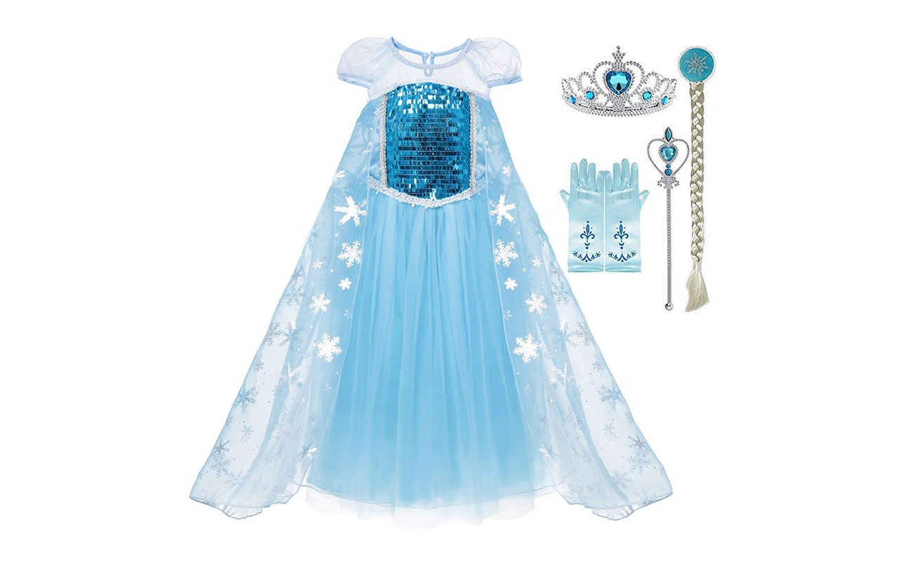Costum carnaval fete Elsa cu accesorii