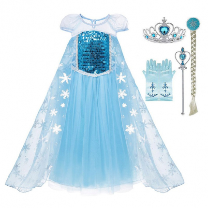 Costum carnaval fete Elsa cu accesorii