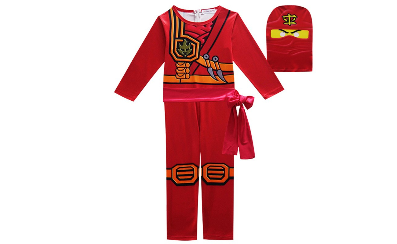 Costum carnaval copii Lego Ninjago, Ninja Rosu cu cagula