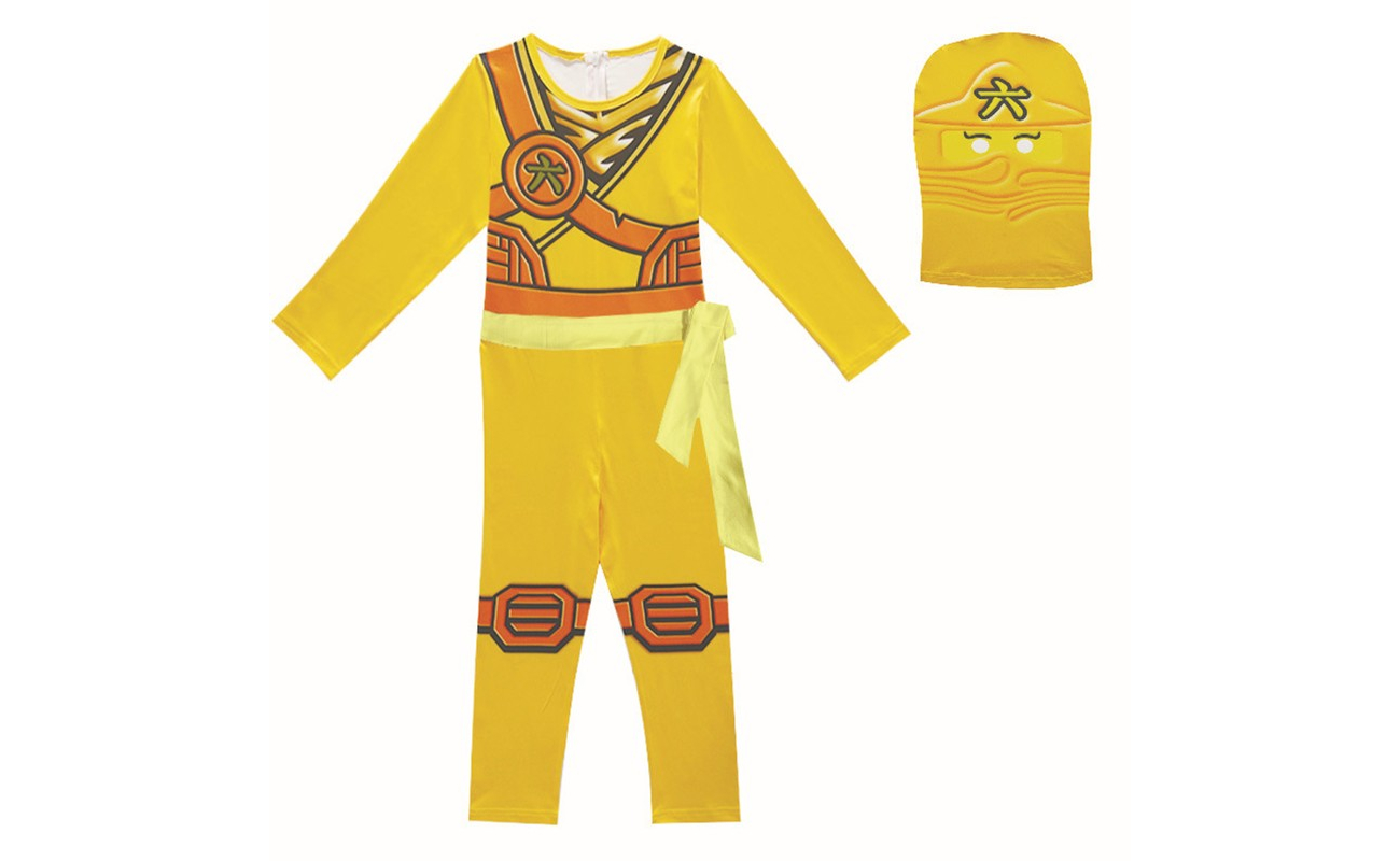 Costum carnaval copii Lego Ninjago, Ninja Galben cu cagula
