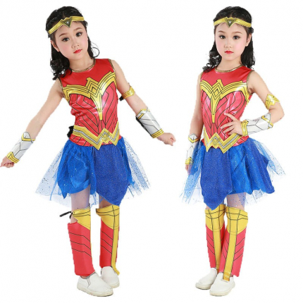Costum carnaval fete Wonder Woman cu bentita