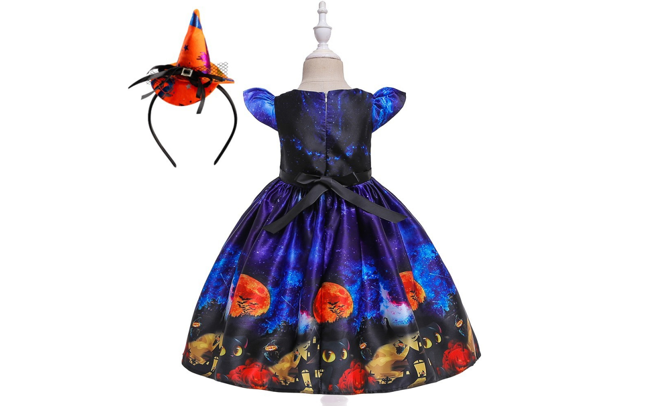 Costum Halloween fete Vrajitoare albastra eleganta