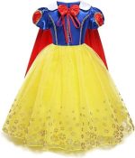 Costum carnaval fete Alba ca Zapada cu manusi albastre si accesorii - imagine 3