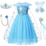 Rochie carnaval Elsa Frozen, cu pelerina si accesorii