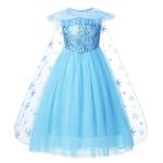 Rochie Elsa Frozen cu pelerina, albastra