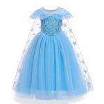Rochie Elsa Frozen cu pelerina, albastra - imagine 3