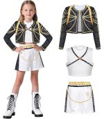 Set Costum si 6 Figurine Cosplay KPop Demon Hunters, Rumi Golden, cu jacheta - imagine 3