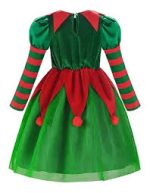 Costum Craciun fete Spiridusa, rochie, caciula si ciorapi - imagine 3