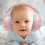 Casti antifonice pentru bebelusi si copii, 0-4 ani, Model Convertibil 2 in 1, Reglabile, Fara presiune pe fontanela, Anulare zgomot, Protectie fonica bebe, roz - imagine 3