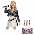 Set Costum si 6 Figurine Cosplay KPop Demon Hunters, Mira Golden, cu jacheta
