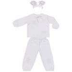 Costum serbare baieti Craciun Fulg de nea, zapada, bluza si pantaloni cu fulgi, bentita cu fulgi - imagine 6