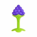 Set hranire bebelusi cu farfurie inima, cu jucarie dentitie strugure, silicon, BPA free, antialergenic, cu ventuze, albastru - imagine 2