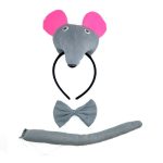 Set serbare Soricel gri, bentita, codita, papion, marime universala