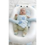 Set copii cosulet multifunctional cu manuta interactiva si set hranire, bumbac, multicolor - imagine 4