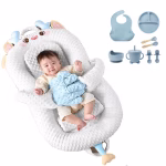 Set Cosulet Multifunctional pentru bebelusi cu Mana Interactiva si set hranire albastru, 0-2 ani