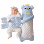 Perna multifunctionala pentru bebelusi, pentru un somn linistit, pentru dezvoltarea independentei, anticolici, pentru acasa si calatorii, 3 luni-2 ani, Ursulet albastru cu galben