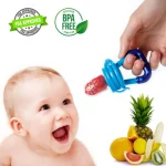 Set hranire copii Lingurita din silicon cu rezervor pentru diversificare si Suzeta pentru fructe si legume, albastru - imagine 5