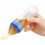 Set hranire copii Lingurita din silicon cu rezervor pentru diversificare galben, Suzeta pentru fructe si legume galben, jucarie dentitie portocala, silicon - imagine 4