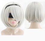 Costum Cosplay 2B (YoRHa No.2 Type B) – NieR: Automata, Rochie Neagra Eleganta, accesorii si peruca - imagine 4