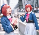Costum Cosplay Ruby Hoshino – Oshi no Ko, Uniforma Completa cu Peruca Rosie, Arima Kana - imagine 4