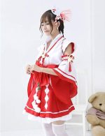Costum femei Cosplay Hatsune Miku – Varianta Shrine Maiden Japoneza cu Peruca Inclusa - imagine 5