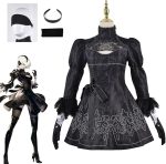 Costum Cosplay 2B (YoRHa No.2 Type B) – NieR: Automata, Rochie Neagra Eleganta, accesorii si peruca - imagine 3