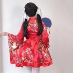 Costum Cosplay Kimono Japonez rosu cu centura - imagine 5