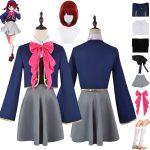 Costum Cosplay Ruby Hoshino – Oshi no Ko, Uniforma Completa cu Peruca Rosie, Arima Kana