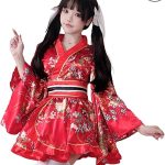 Costum Cosplay Kimono Japonez rosu cu centura