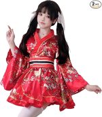 Costum Cosplay Kimono Japonez rosu cu centura