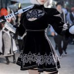 Costum Cosplay 2B (YoRHa No.2 Type B) – NieR: Automata, Rochie Neagra Eleganta, accesorii si peruca - imagine 7