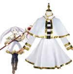 Costum Cosplay Frieren– Rochie Alba cu Pelerina, Peruca si Accesorii Complete, Frieren: Beyond Journey’s End - imagine 2