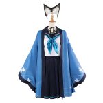 Costum Anime Cosplay Kiryuu Kikyou – Blue Archive Uniforma cu Kimono Albastru si Urechi