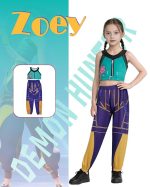 Costumatie Cosplay Zoey, Demon Hunters K‑Pop, costum si peruca, multicolor - imagine 9