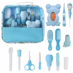 Set pentru ingrijirea copilului, 13 accesorii, cu suport portabil, culoare albastra