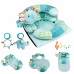 Set multifunctional 4 in 1, saltea de joaca, scaunel, tummy time, perna de alaptare, jucarii senzoriale, multicolor, portabil