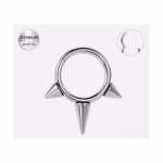 Piercing inel argintiu din titan cu trei tepi decorativi– 1.2 × 8 mm