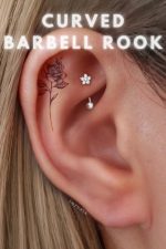 Piercing spranceana/ rock ureche auriu din titan cu labuta din cristale – 1.2 × 8 mm - imagine 2